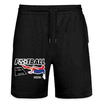 Fußball Fieber Serbien - Stanley/Stella Unisex Bio Joggingshorts Trainer  - Schwarz - Vorne - Nik (191cm) & Marisol (170cm)