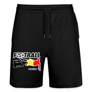 Fußball Fieber Belgien - Stanley/Stella Unisex Bio Joggingshorts Trainer  - Schwarz - Vorne - Nik (191cm) & Marisol (170cm)