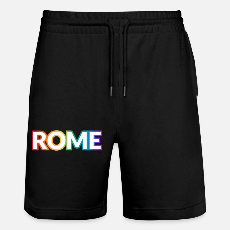 Texte arc-en-ciel ROME PRIDE - Short de jogging bio TRAINER Stanley/Stella unisexe - noir