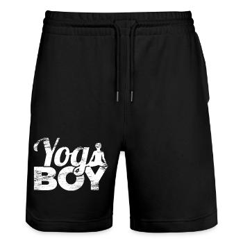 Yoga Boy - Stanley/Stella Trainer Unisex Organic Jogging Shorts - black - Front - Nik (191cm) & Marisol (170cm)