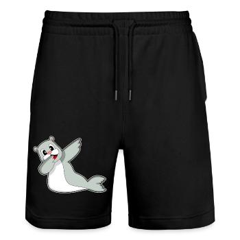 Danse hip-hop Seal - Short de jogging bio TRAINER Stanley/Stella unisexe - noir - Devant - Nik (191cm) & Marisol (170cm)