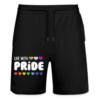 Mois de la fierté LGBTQ - Vivre avec la fierté - Short de jogging bio TRAINER Stanley/Stella unisexe - noir - Devant - Nik (191cm) & Marisol (170cm)