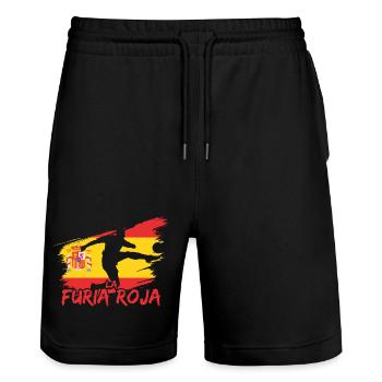 Spanien Fußball - Stanley/Stella Unisex Bio Joggingshorts Trainer  - Schwarz - Vorne - Nik (191cm) & Marisol (170cm)