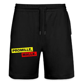 Promille, Malle - Stanley/Stella Unisex Bio Joggingshorts Trainer  - Schwarz - Vorne - Nik (191cm) & Marisol (170cm)
