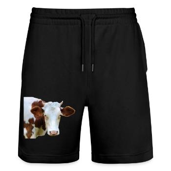 Drôle d’agriculteurs de têtes de vache de vache - Short de jogging bio TRAINER Stanley/Stella unisexe - noir - Devant - Nik (191cm) & Marisol (170cm)