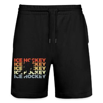 Ice Hockey Vintage Look - Stanley/Stella Unisex Bio Joggingshorts Trainer  - Schwarz - Vorne - Nik (191cm) & Marisol (170cm)
