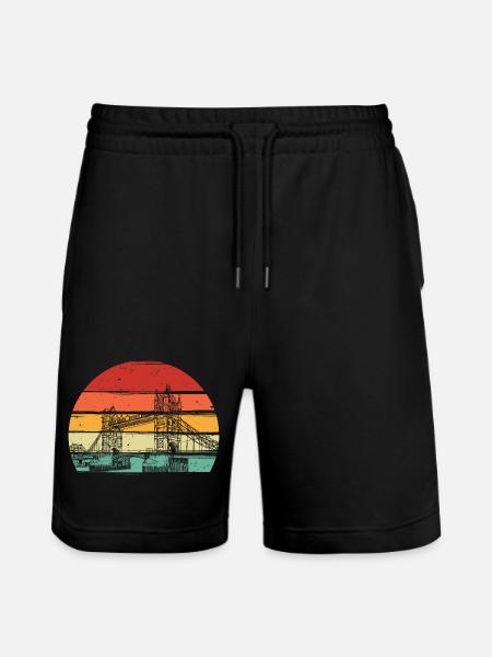 Retro Sunset Circle - Stanley/Stella Trainer Unisex Organic Jogging Shorts - black