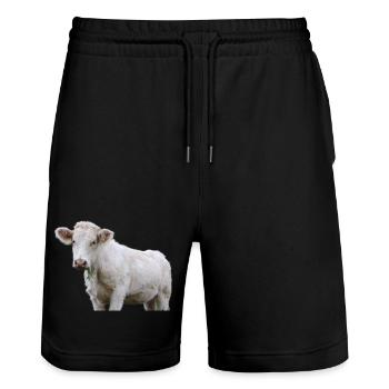 Kuh - Stanley/Stella Unisex Bio Joggingshorts Trainer  - Schwarz - Vorne - Nik (191cm) & Marisol (170cm)