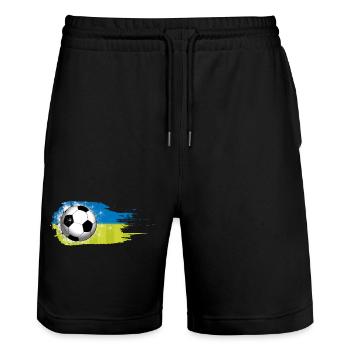 Football - Bleu Vert - Conception de coup de pinceau - Short de jogging bio TRAINER Stanley/Stella unisexe - noir - Devant - Nik (191cm) & Marisol (170cm)