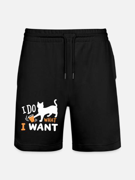 Katze Kätzchen Wortspiel - Stanley/Stella Unisex Bio Joggingshorts Trainer - Schwarz