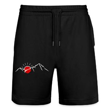 Soleil cramoisi sur les sommets enneigés - Short de jogging bio TRAINER Stanley/Stella unisexe - noir - Devant - Nik (191cm) & Marisol (170cm)