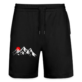 Lever de soleil alpin sur les sommets - Short de jogging bio TRAINER Stanley/Stella unisexe - noir - Devant - Nik (191cm) & Marisol (170cm)