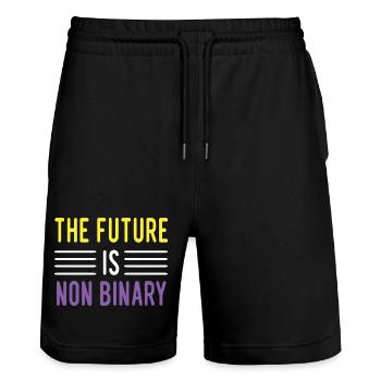 LGBTQ Pride Month - The future is non-binary - Stanley/Stella Trainer Unisex Organic Jogging Shorts - black - Front - Nik (191cm) & Marisol (170cm)