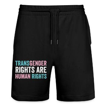 LGBTQ Pride Month - Transgender Rights Are Human R - Stanley/Stella Trainer Unisex Organic Jogging Shorts - black - Front - Nik (191cm) & Marisol (170cm)