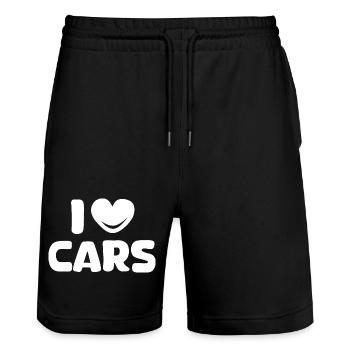 i love cars Autoliebe Tuner Tuning Herz Logo icon - Stanley/Stella Unisex Bio Joggingshorts Trainer  - Schwarz - Vorne - Nik (191cm) & Marisol (170cm)