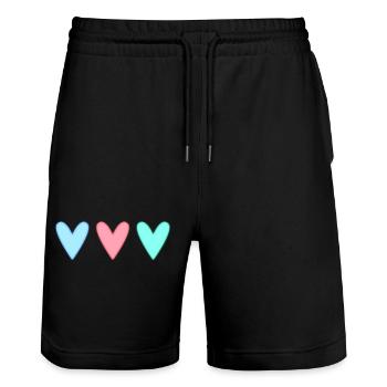 COEUR. MERCI. MAÎTRESSE. MAÎTRE. MERCI MAÎTRESSE. - Short de jogging bio TRAINER Stanley/Stella unisexe - noir - Devant - Nik (191cm) & Marisol (170cm)