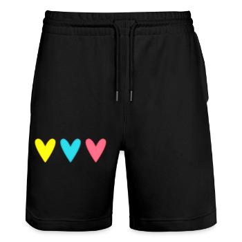 COEUR. MERCI. MAÎTRESSE. MAÎTRE. MERCI MAÎTRESSE. - Short de jogging bio TRAINER Stanley/Stella unisexe - noir - Devant - Nik (191cm) & Marisol (170cm)