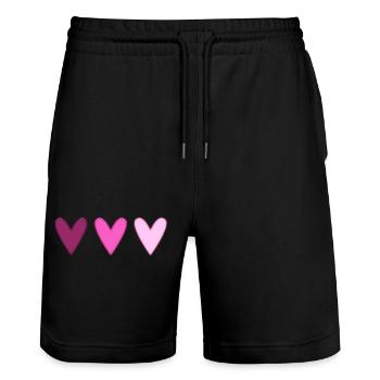 COEUR. MERCI. MAÎTRESSE. MAÎTRE. MERCI MAÎTRESSE. - Short de jogging bio TRAINER Stanley/Stella unisexe - noir - Devant - Nik (191cm) & Marisol (170cm)