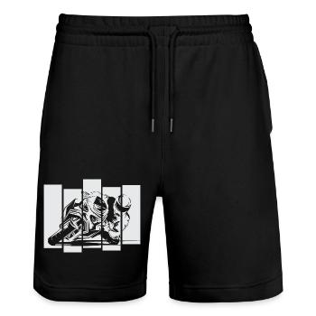 Motorcycle Racing Moto Race Track Symbol Race Bike - Stanley/Stella Trainer Unisex Organic Jogging Shorts - black - Front - Nik (191cm) & Marisol (170cm)