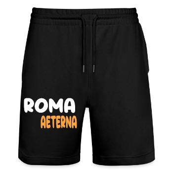 Roma Aeterna - Stanley/Stella Trainer Unisex Organic Jogging Shorts - black - Front - Nik (191cm) & Marisol (170cm)