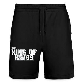 King of Kings of Kings imposing typography - Stanley/Stella Trainer Unisex Organic Jogging Shorts - black - Front - Nik (191cm) & Marisol (170cm)