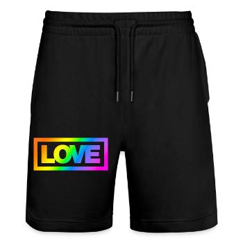 Typo LOVE Kontur Rainbow - Stanley/Stella Unisex Bio Joggingshorts Trainer  - Schwarz - Vorne - Nik (191cm) & Marisol (170cm)