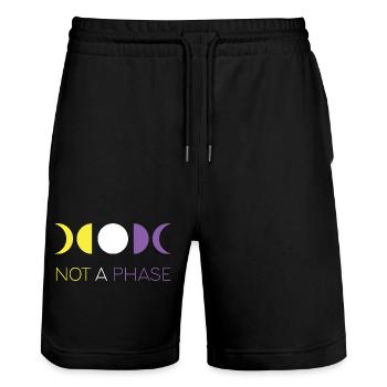 LGBTQ Pride Month - Keine Phase - Nicht-binär - Stanley/Stella Unisex Bio Joggingshorts Trainer  - Schwarz - Vorne - Nik (191cm) & Marisol (170cm)