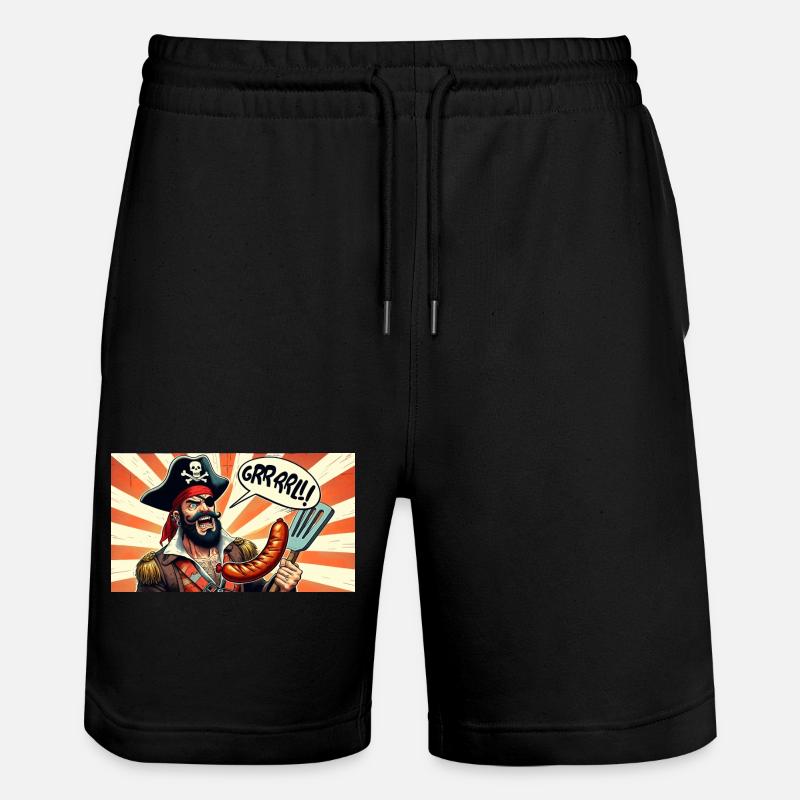 Pirat mit Wurstgrill - Stanley/Stella Unisex Bio Joggingshorts Trainer  - Schwarz