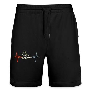 Cat Pulse Pulse Vintage Look - Short de jogging bio TRAINER Stanley/Stella unisexe - noir - Devant - Nik (191cm) & Marisol (170cm)