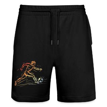Soccer Player Drawing Retro - Stanley/Stella Trainer Unisex Organic Jogging Shorts - black - Front - Nik (191cm) & Marisol (170cm)