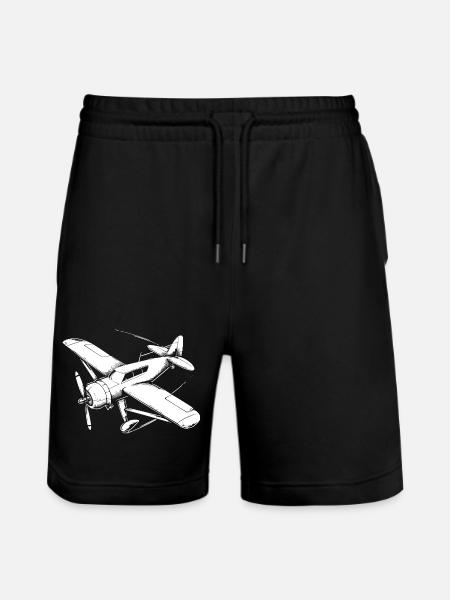 Propeller Plane Drawing - Stanley/Stella Trainer Unisex Organic Jogging Shorts - black