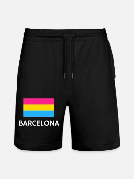 Pan Pride Flag Barcelona - Stanley/Stella Trainer Unisex Organic Jogging Shorts - black