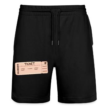 the ticket Clothing for the whole family - Stanley/Stella Trainer Unisex Organic Jogging Shorts - black - Front - Nik (191cm) & Marisol (170cm)
