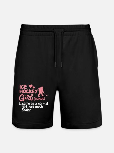 Eishockey Mädchen Hockey Spieler - Stanley/Stella Unisex Bio Joggingshorts Trainer  - Schwarz