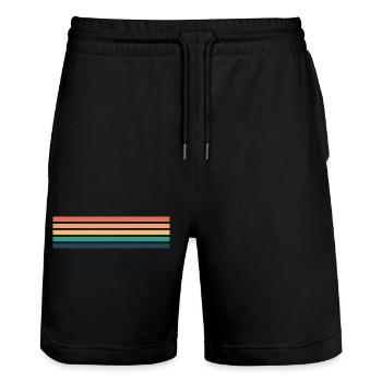 Design rétro à rayures dans des couleurs vintage - Short de jogging bio TRAINER Stanley/Stella unisexe - noir - Devant - Nik (191cm) & Marisol (170cm)
