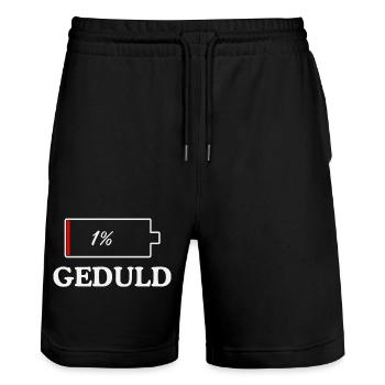 GEDULD 1% Lustiges design - Stanley/Stella Unisex Bio Joggingshorts Trainer  - Schwarz - Vorne - Nik (191cm) & Marisol (170cm)