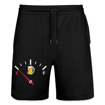 Fun Fuel for Beer Bier Lustiges Design - Stanley/Stella Unisex Bio Joggingshorts Trainer  - Schwarz - Vorne - Nik (191cm) & Marisol (170cm)