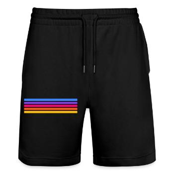 Design de rayures rétro aux couleurs vintage - Short de jogging bio TRAINER Stanley/Stella unisexe - noir - Devant - Nik (191cm) & Marisol (170cm)