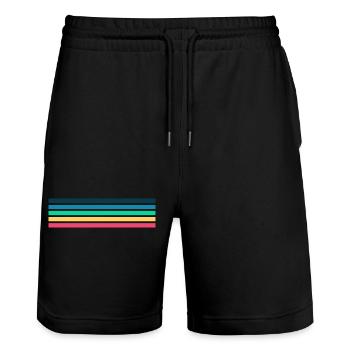 Design de rayures rétro aux couleurs vintage - Short de jogging bio TRAINER Stanley/Stella unisexe - noir - Devant - Nik (191cm) & Marisol (170cm)