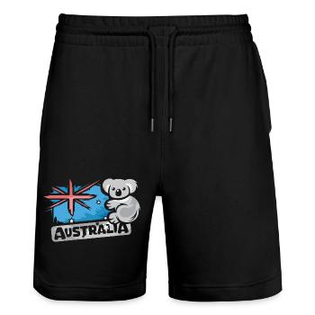 Australien Koala Comic Bär Natur Tier Logo Cartoon - Stanley/Stella Unisex Bio Joggingshorts Trainer  - Schwarz - Vorne - Nik (191cm) & Marisol (170cm)