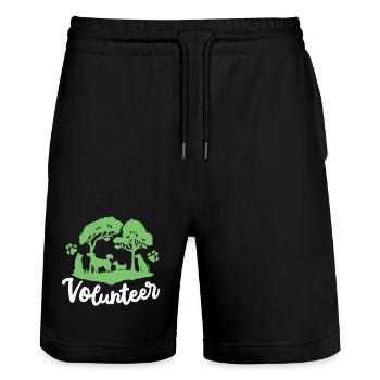 Freiwilliger Helfer bei der Hunderettung - Stanley/Stella Unisex Bio Joggingshorts Trainer  - Schwarz - Vorne - Nik (191cm) & Marisol (170cm)