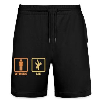 Breakdance Strichfiguren - Stanley/Stella Unisex Bio Joggingshorts Trainer  - Schwarz - Vorne - Nik (191cm) & Marisol (170cm)