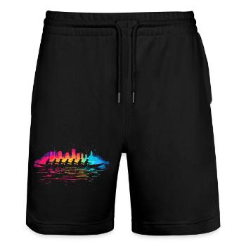 Rudermannschaft Splotch - Stanley/Stella Unisex Bio Joggingshorts Trainer  - Schwarz - Vorne - Nik (191cm) & Marisol (170cm)