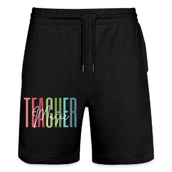 Professeur de musique Professeur de musique Cadeau de professeur de musique - Short de jogging bio TRAINER Stanley/Stella unisexe - noir - Devant - Nik (191cm) & Marisol (170cm)