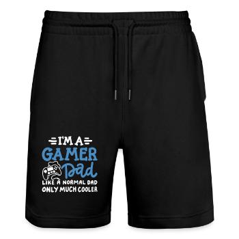 Gamer Papa Gaming Vatertag - Stanley/Stella Unisex Bio Joggingshorts Trainer  - Schwarz - Vorne - Nik (191cm) & Marisol (170cm)