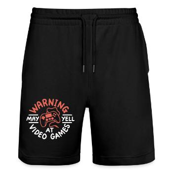 Gamer Videospiele Gaming - Stanley/Stella Unisex Bio Joggingshorts Trainer  - Schwarz - Vorne - Nik (191cm) & Marisol (170cm)