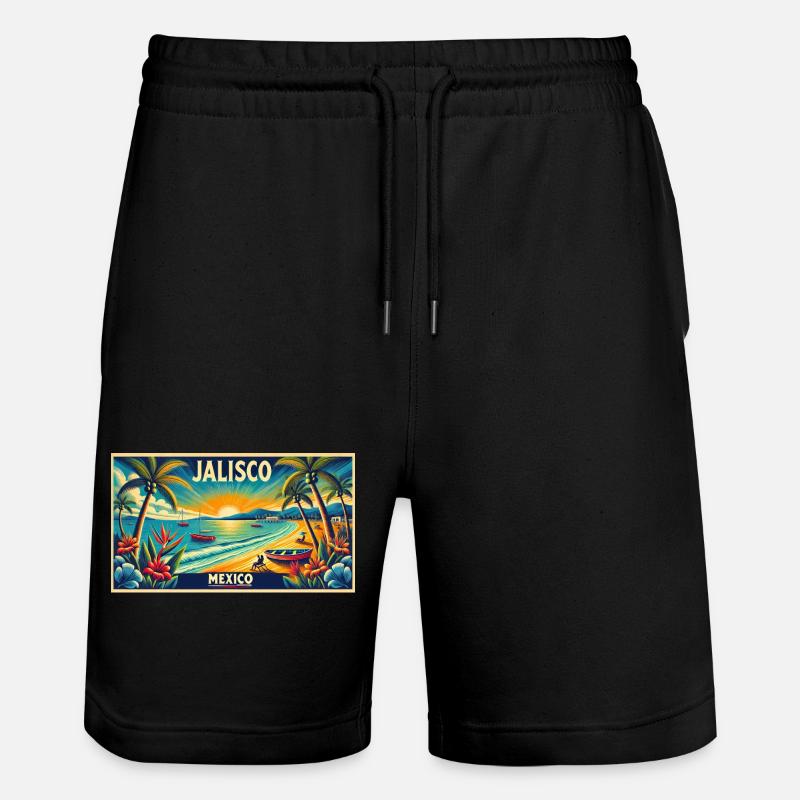 Jalisco Mexico beach palm design - Stanley/Stella Trainer Unisex Organic Jogging Shorts - black