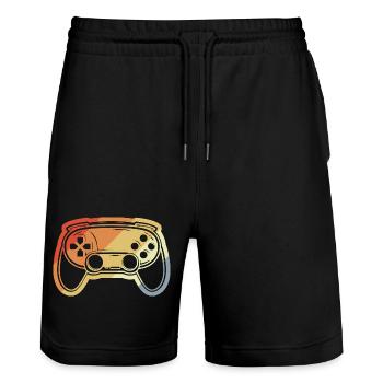 Vintage Game Controller Zeichnung - Stanley/Stella Unisex Bio Joggingshorts Trainer  - Schwarz - Vorne - Nik (191cm) & Marisol (170cm)