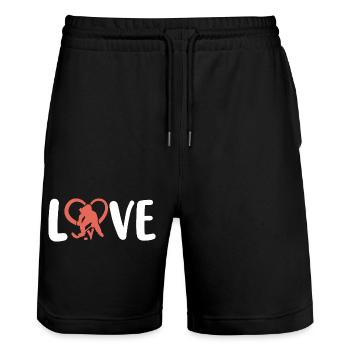 Eishockey Hockeyspielerin - Stanley/Stella Unisex Bio Joggingshorts Trainer  - Schwarz - Vorne - Nik (191cm) & Marisol (170cm)