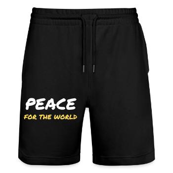 Frieden für die Welt - Stanley/Stella Unisex Bio Joggingshorts Trainer  - Schwarz - Vorne - Nik (191cm) & Marisol (170cm)
